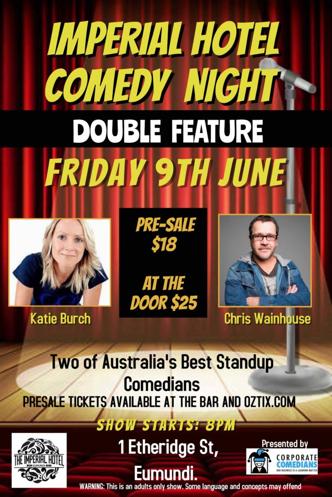 Katie Burch is a comedian, mum and wife - with a level of wickedness that is a sheer delight.
