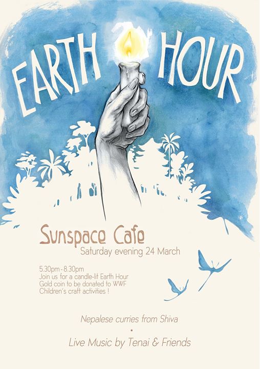 Join us for a candlelit earth hour. Children's activities. Nepalese curries from Shiva. Music by Tenai & Friends.