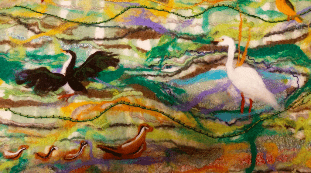 The works represent an innovative marriage between plant and animal fibres.