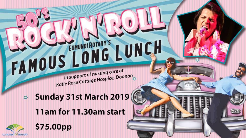 The lunch will be under the fig trees of the famous Original Eumundi Markets, with a theme of “Rock and Roll”!