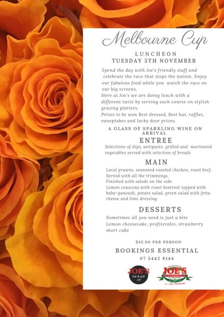 Spend the day with Joe's friendly staff and celebrate the race that stops the nation. Enjoy a fabulous luncheon while you watch the race on the big screens.