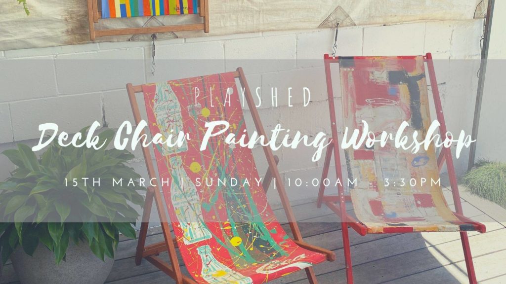 Immerse yourself in our beautiful relaxing atmosphere and let your creativity flow in this lovely sustainable Deck Chair Painting Workshop for something completely different!
@ The Playshed, Eumundi