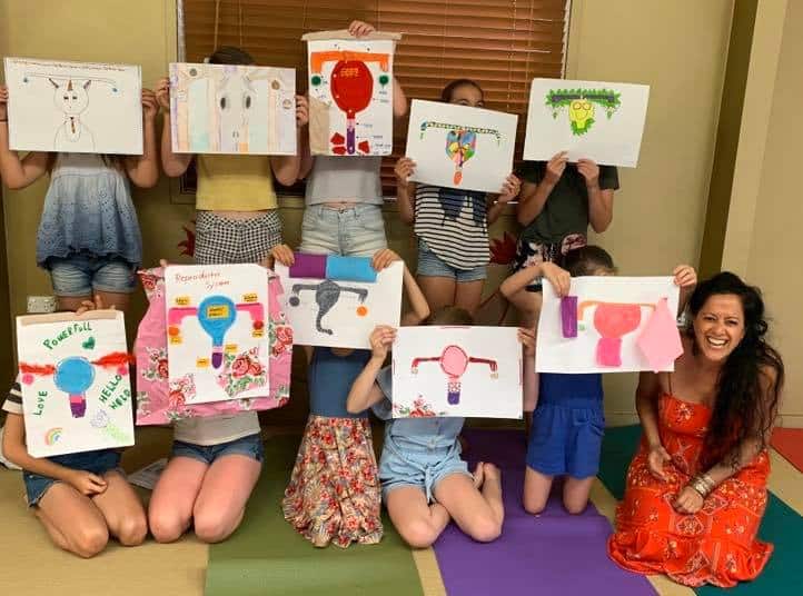 This is a Menstruation Education Workshop for 9-13 year old girls: covering the basics of How, What, When and Why: 28day cycle, Body changes, how to cope, what is available to use (no preferences Shared, just showing the variety, and teaching ‘choice’), and why to care for ourselves.